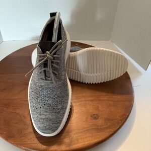 Cole Haan Grand + Wingtip Oxford Grey Stitchlite Knit Shoes Men's Sz 7.5W C37368